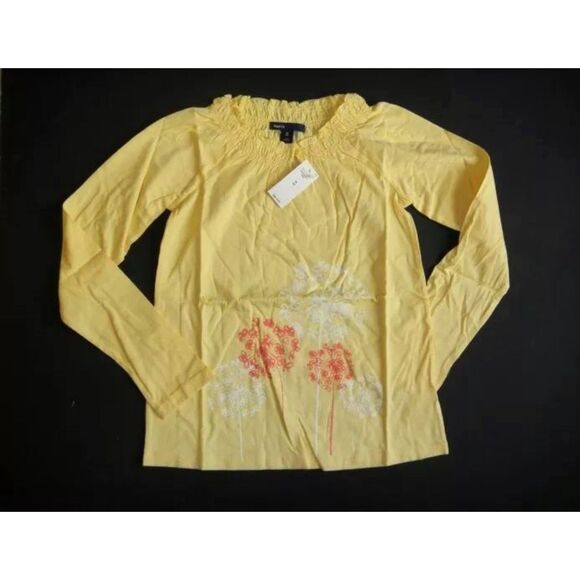 NW Gap Kid girl yellow dandelion flower long sleeve peasant top t-shirt M L 8 10 - Picture 1 of 1
